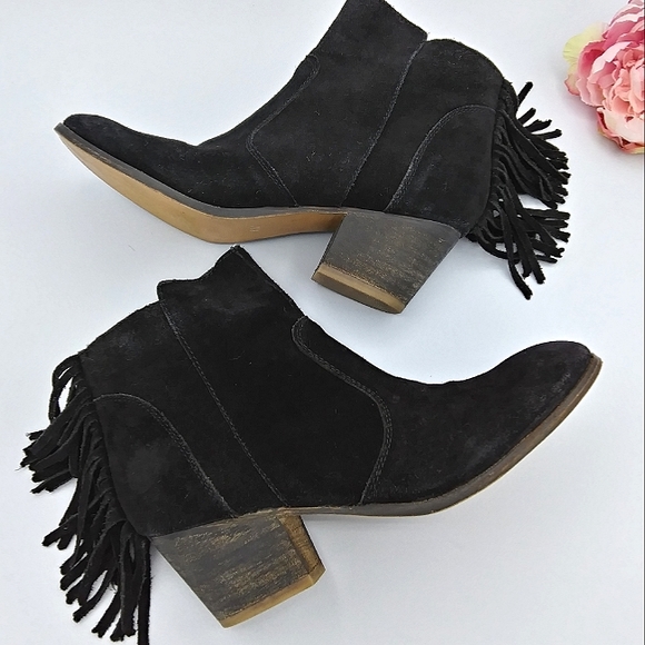 Coconuts by Matisse Shoes - COCONUTS By Matisse Espana Fringed Back Black Suede Ankle Boots